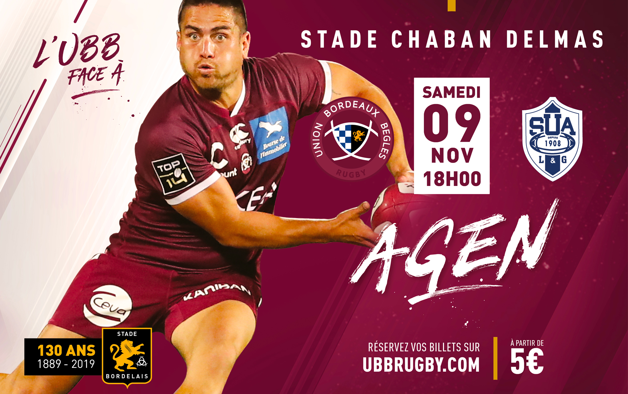 UBB - SU Agen samedi &agrave; 18h &agrave; Chaban Delmas