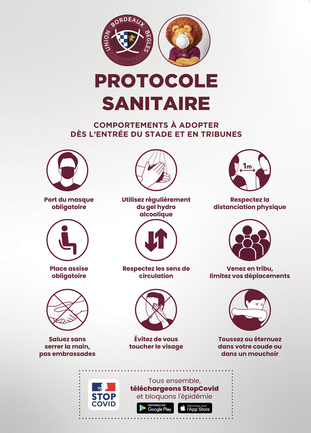 Le protocole sanitaire en vigueur &agrave; Chaban Delmas afin de lutter contre la propagation du Covid-19