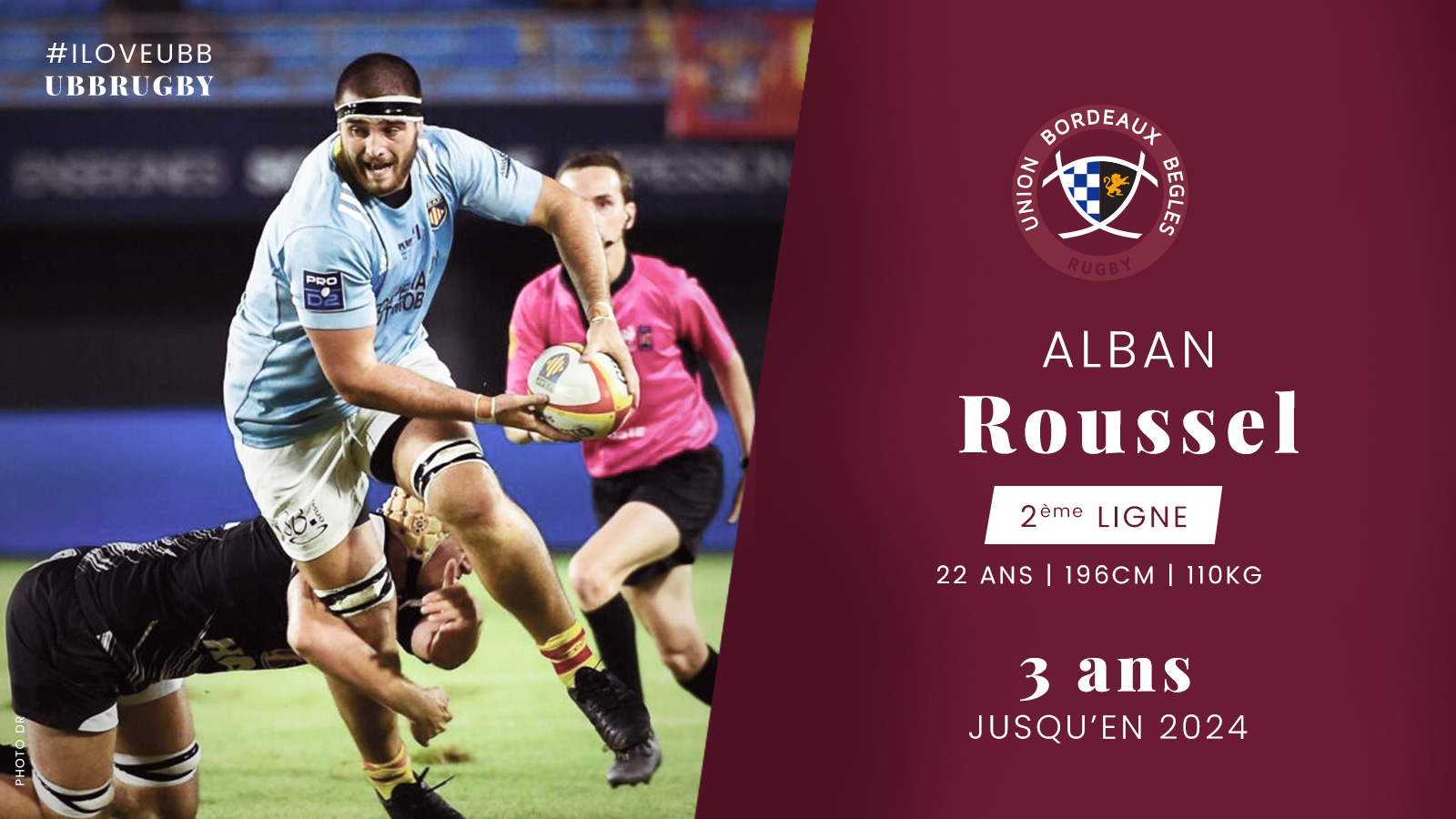 Alban Roussel jusqu'en 2024 &agrave; l'UBB