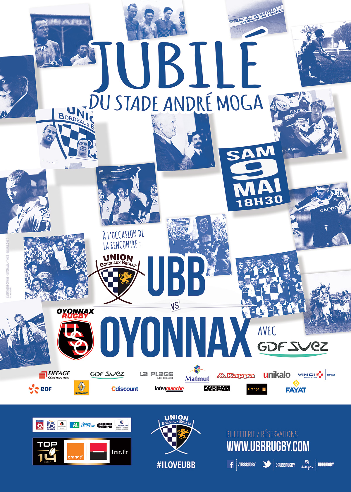 Affiche Jubilé Moga Top 14 UBB Oyonnax Bègles Affiche Jubilé Moga Top 14 UBB Oyonnax CABBG