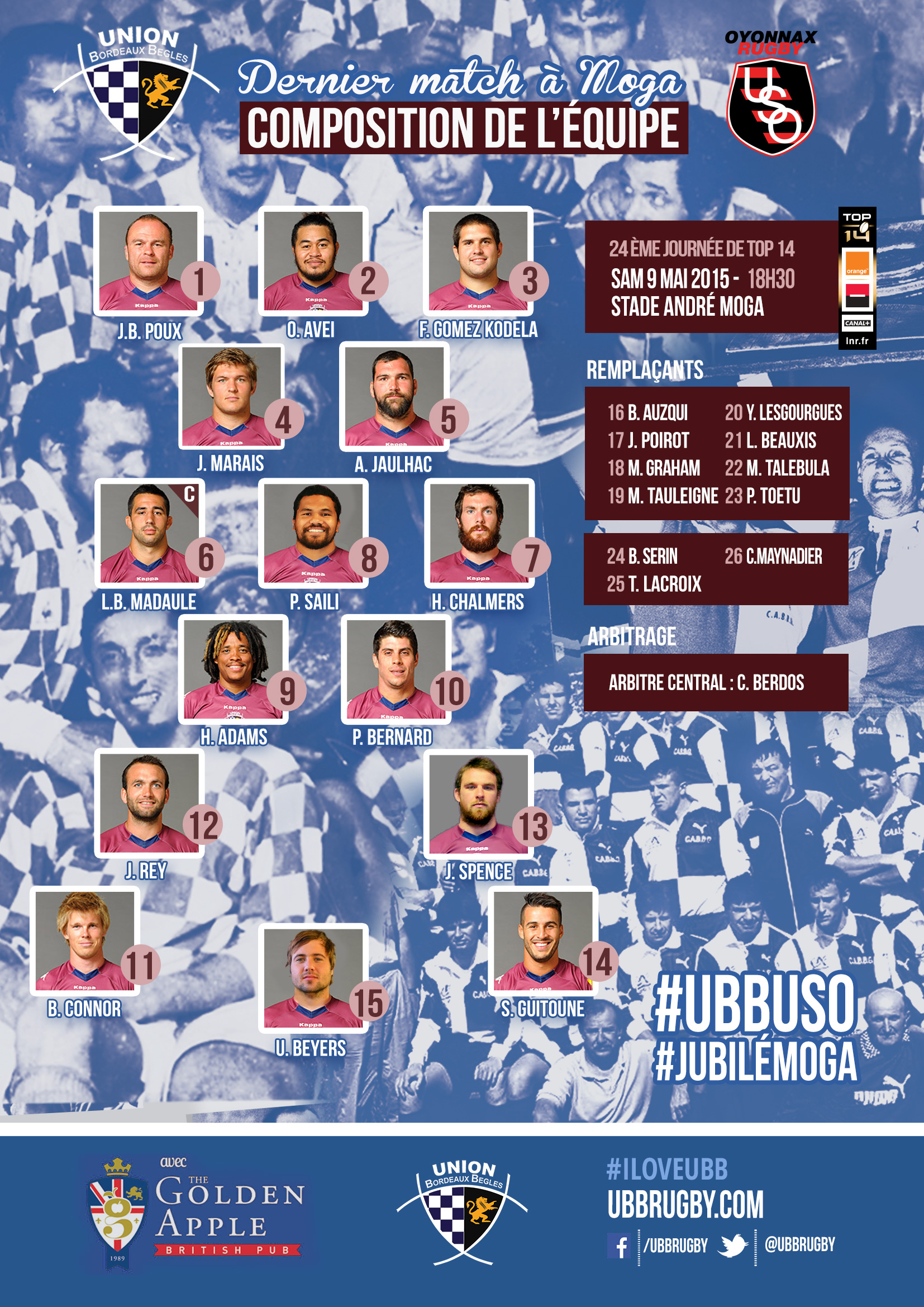 Composition Jubilé Moga Der Musard UBB OYONNAX saison 2014-2015 Top 14 Composition Jubilé Moga Der Musard UBB OYONNAX saison 2014-2015 Top 14